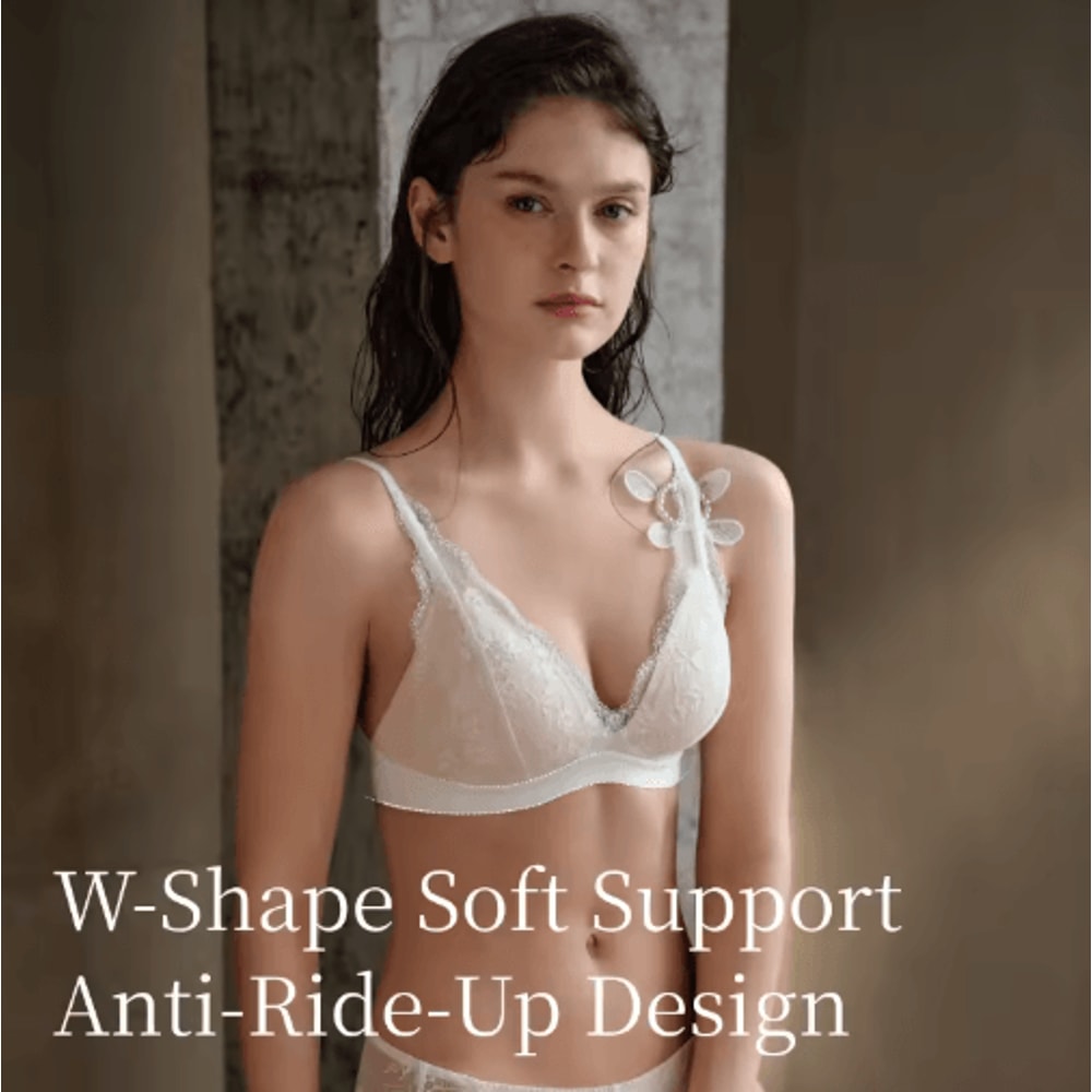 SUJIIN Deep V Wireless Push Up Lace Bra For Small Busts 7