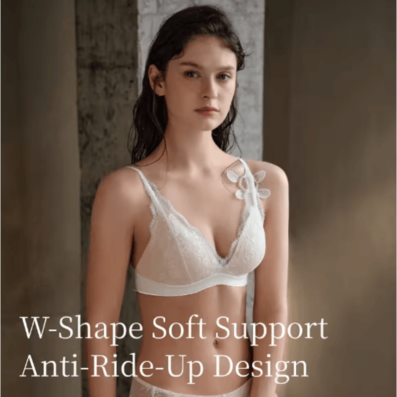 SUJIIN Deep V Wireless Push Up Lace Bra For Small Busts 7