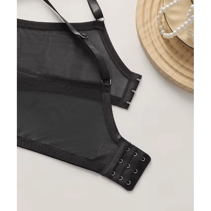 Red Lips Halter Deep V Plus Size Push Up Lace Bra With Underwire 2