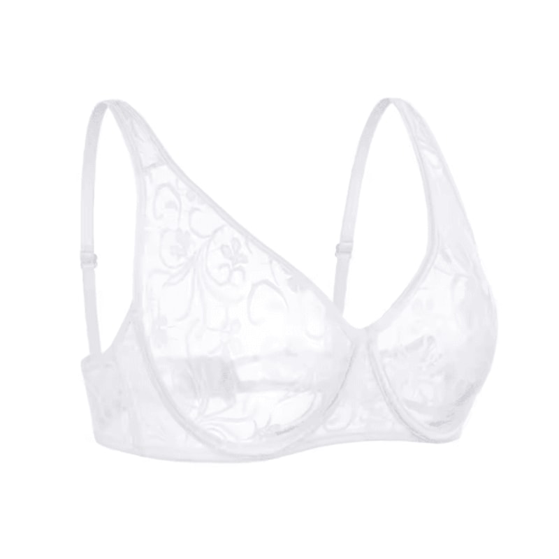 Embroidered Hollow Out Plus Size Lace Underwire Bra 1