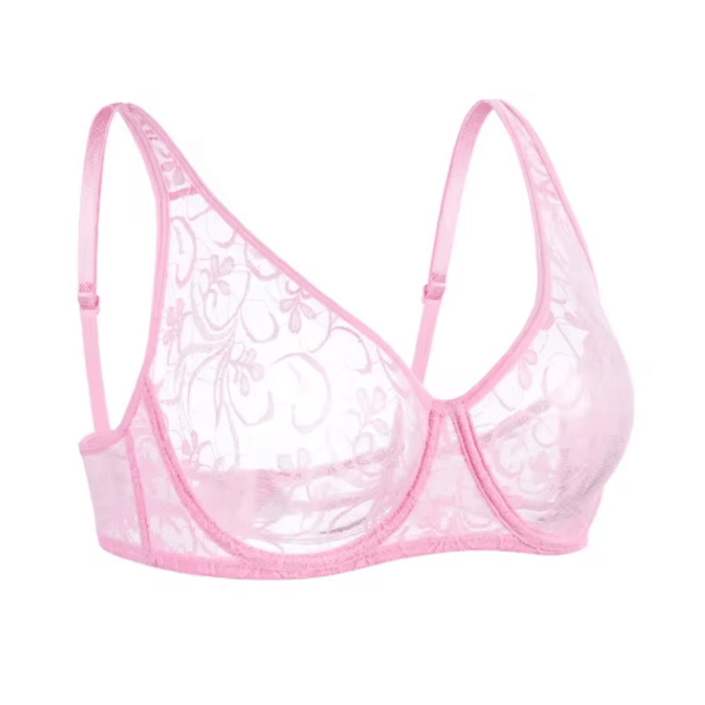 Embroidered Hollow Out Plus Size Lace Underwire Bra 3