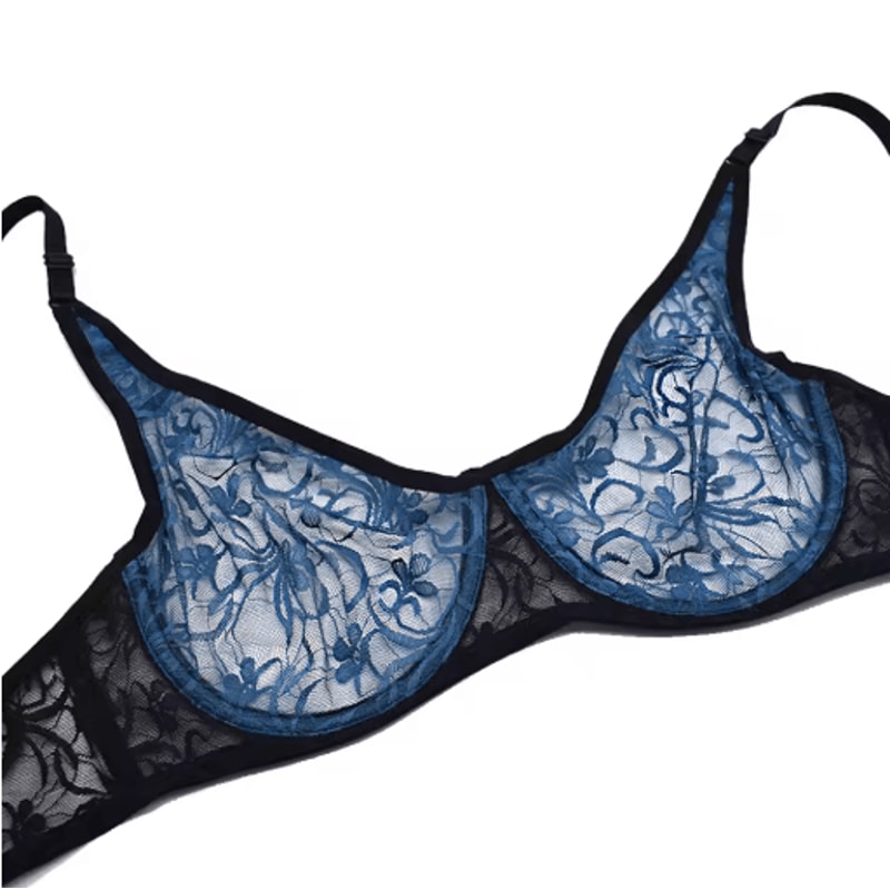 Embroidered Hollow Out Plus Size Lace Underwire Bra 6