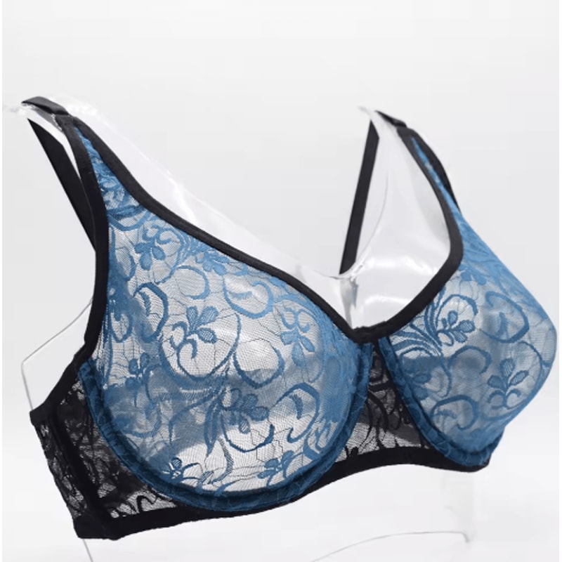 Embroidered Hollow Out Plus Size Lace Underwire Bra 8