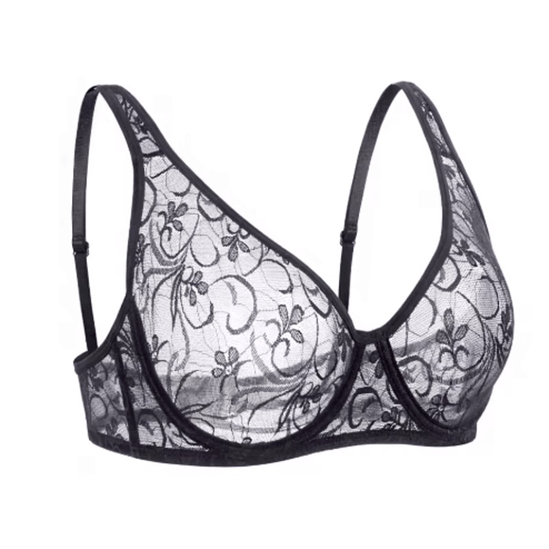 Embroidered Hollow Out Plus Size Lace Underwire Bra 10