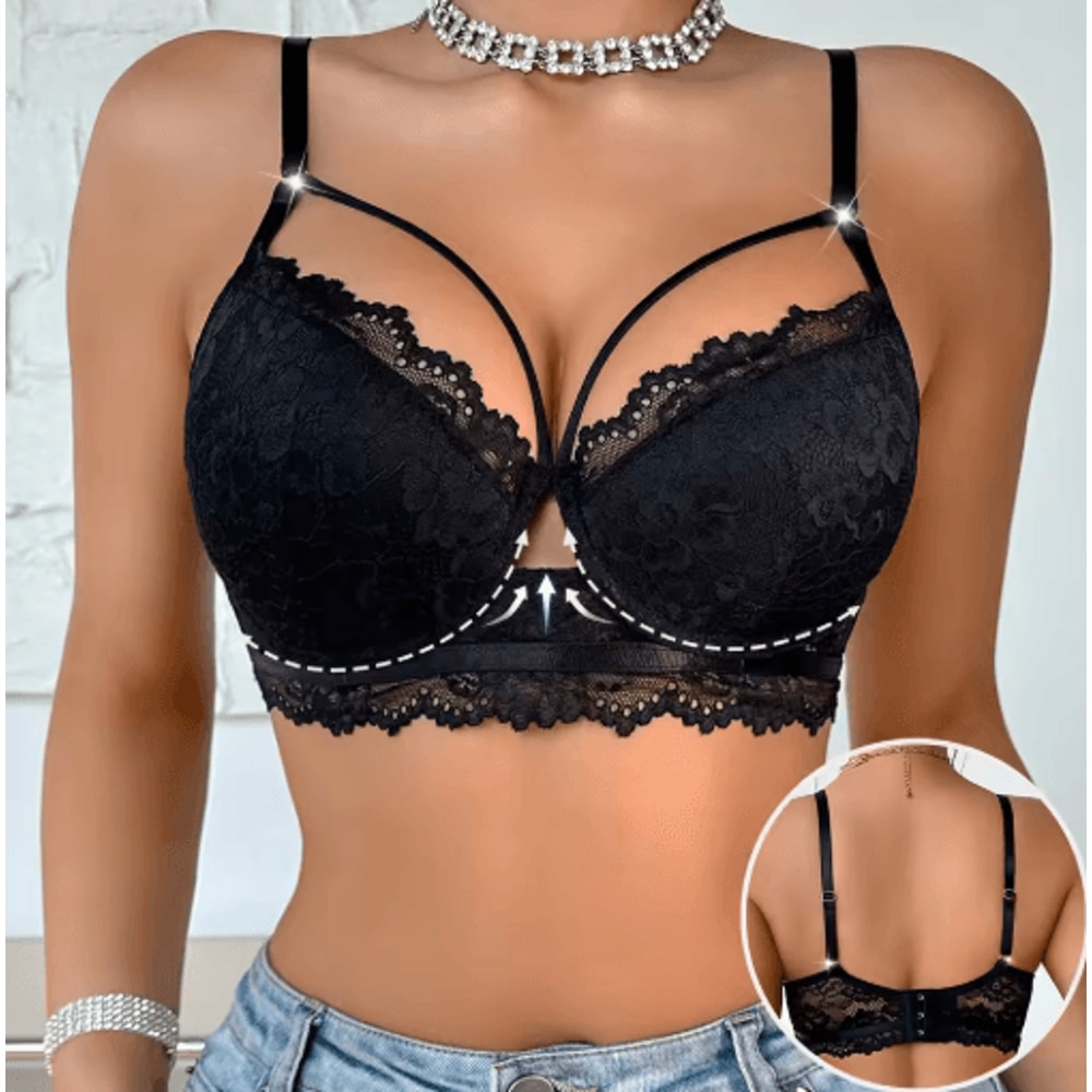 Elegant 3 To 4 Cup Lace Push Up Underwire Bra For Lift And Support 0