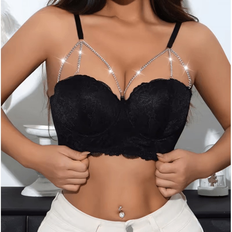 Diamond Chain Lace 3 To 4 Cup Underwire Push Up Bra 1