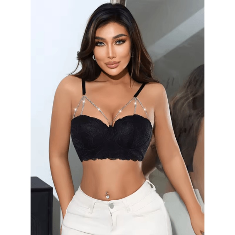 Diamond Chain Lace 3 To 4 Cup Underwire Push Up Bra 2