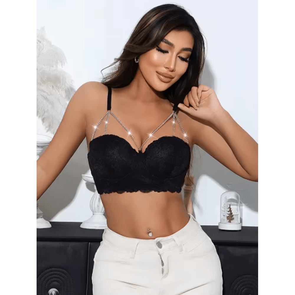 Diamond Chain Lace 3 To 4 Cup Underwire Push Up Bra 5