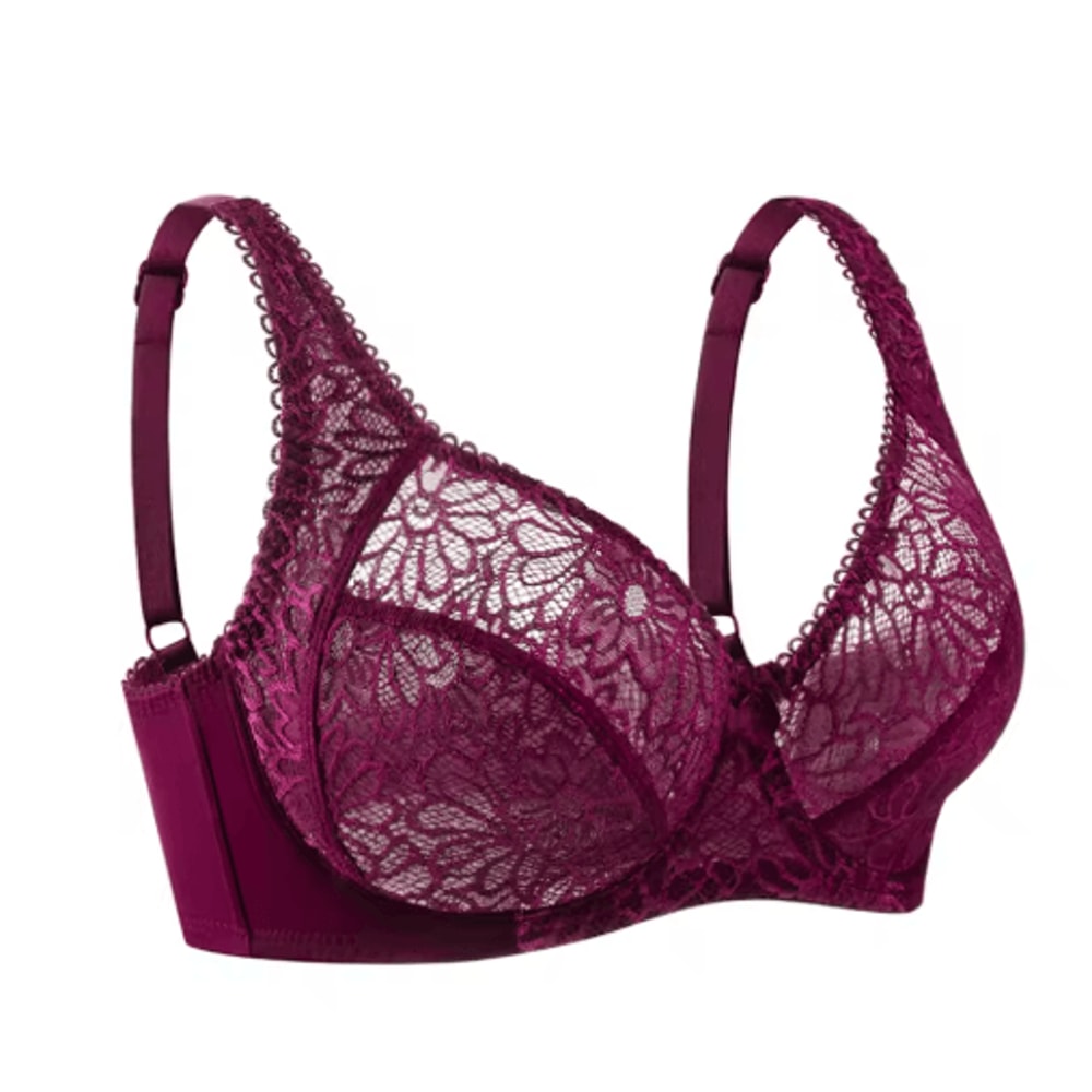 UltraThin Deep V Sheer Plus Size Lace Underwire Bra 1