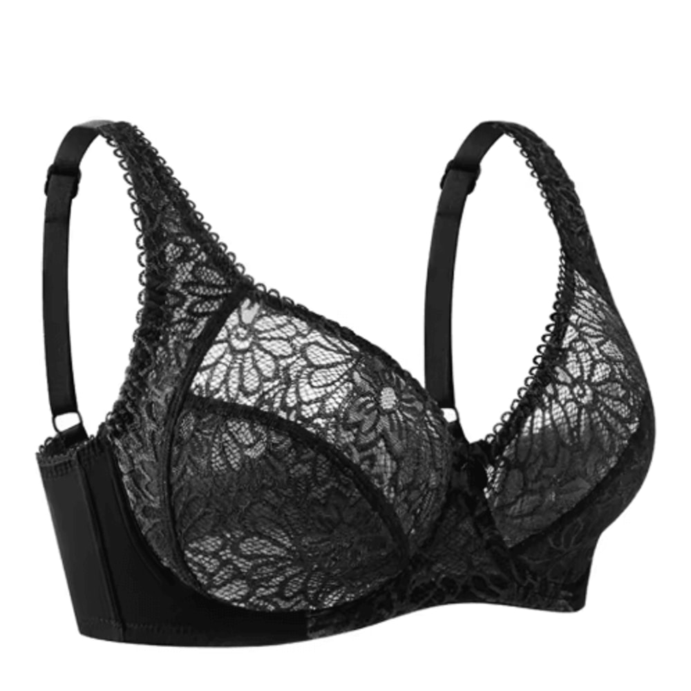 UltraThin Deep V Sheer Plus Size Lace Underwire Bra 6