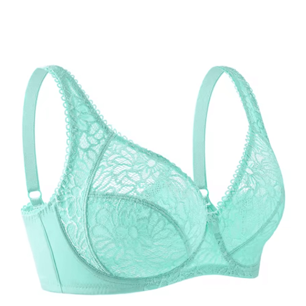 UltraThin Deep V Sheer Plus Size Lace Underwire Bra 8