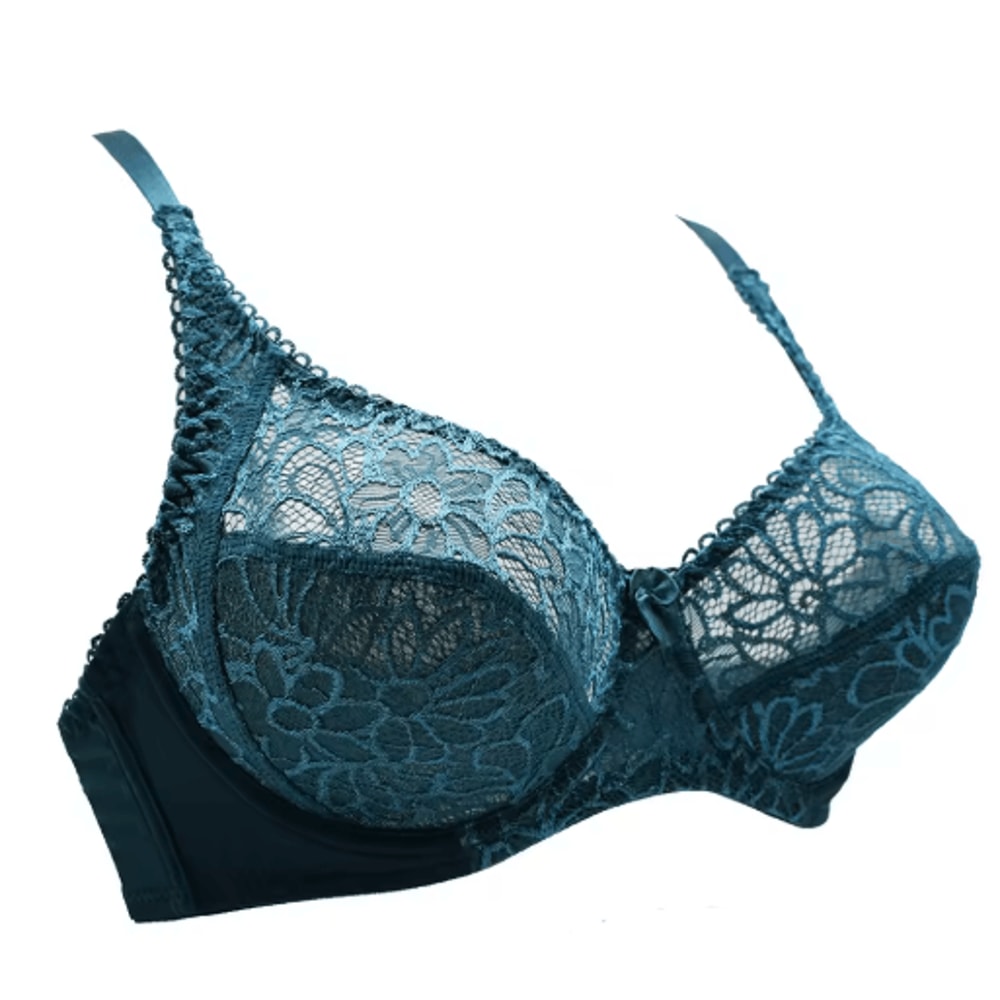 UltraThin Deep V Sheer Plus Size Lace Underwire Bra 9