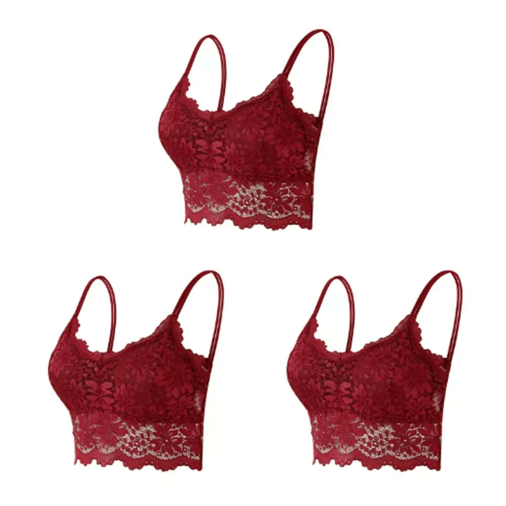 3Piece Seamless Wireless Lace Bralette Set 11