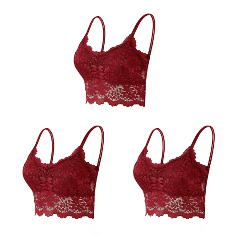 3Piece Seamless Wireless Lace Bralette Set 11