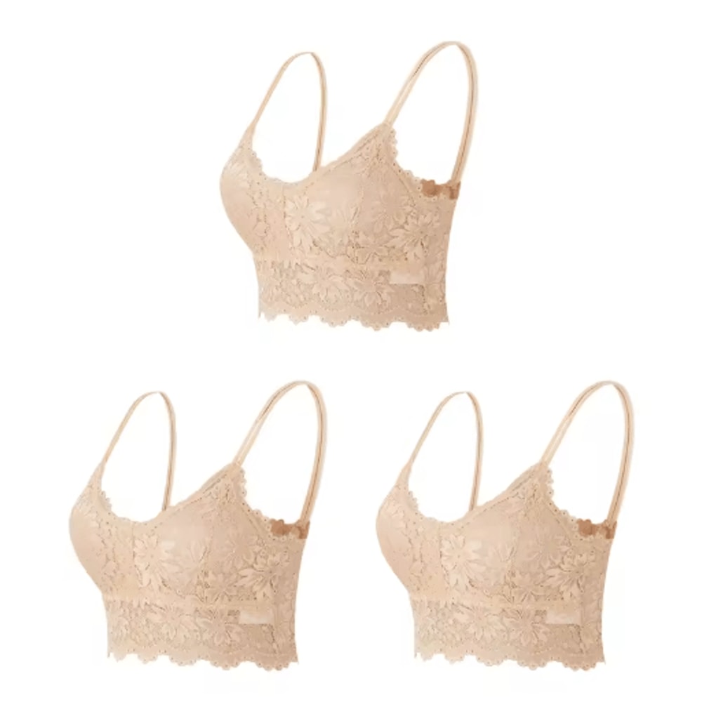 3Piece Seamless Wireless Lace Bralette Set 12