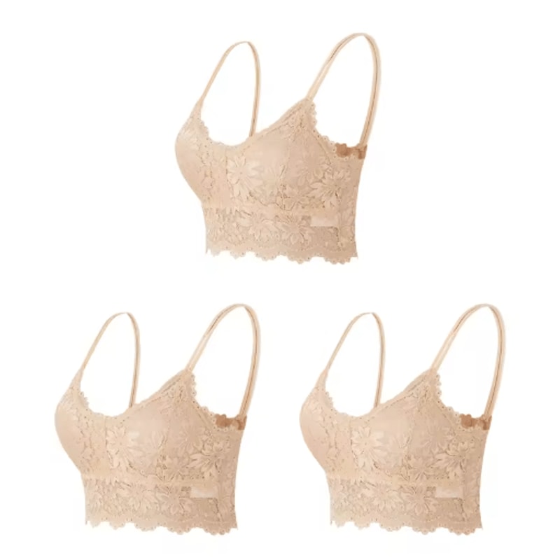 3Piece Seamless Wireless Lace Bralette Set 12
