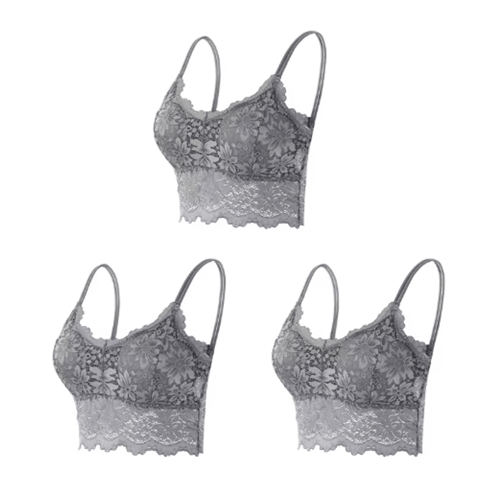 3Piece Seamless Wireless Lace Bralette Set 13