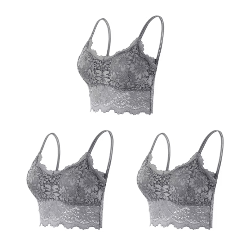 3Piece Seamless Wireless Lace Bralette Set 13