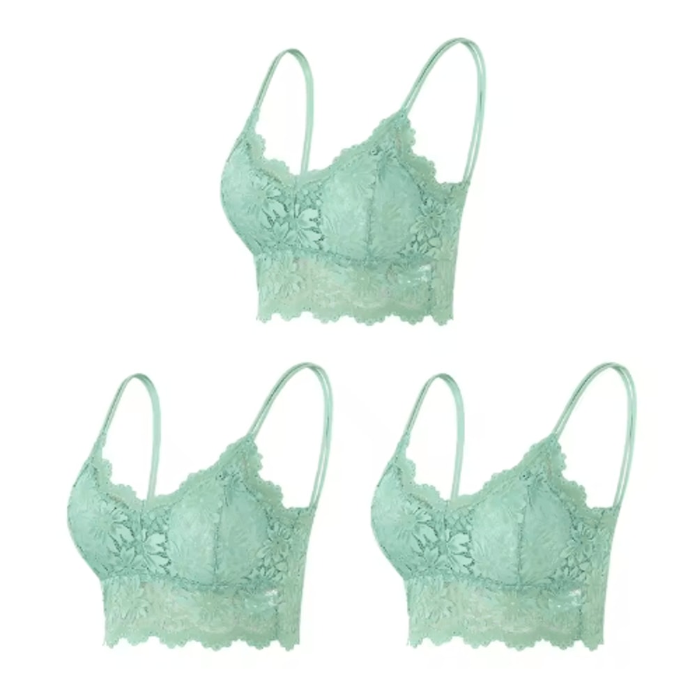 3Piece Seamless Wireless Lace Bralette Set 14