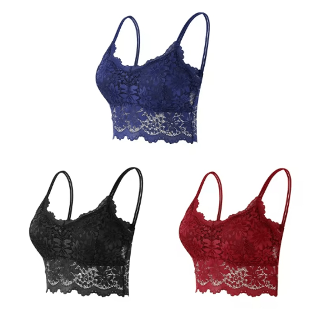 3Piece Seamless Wireless Lace Bralette Set 15