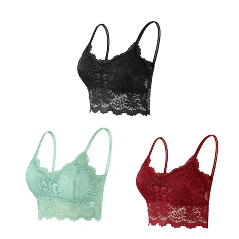 3Piece Seamless Wireless Lace Bralette Set 2