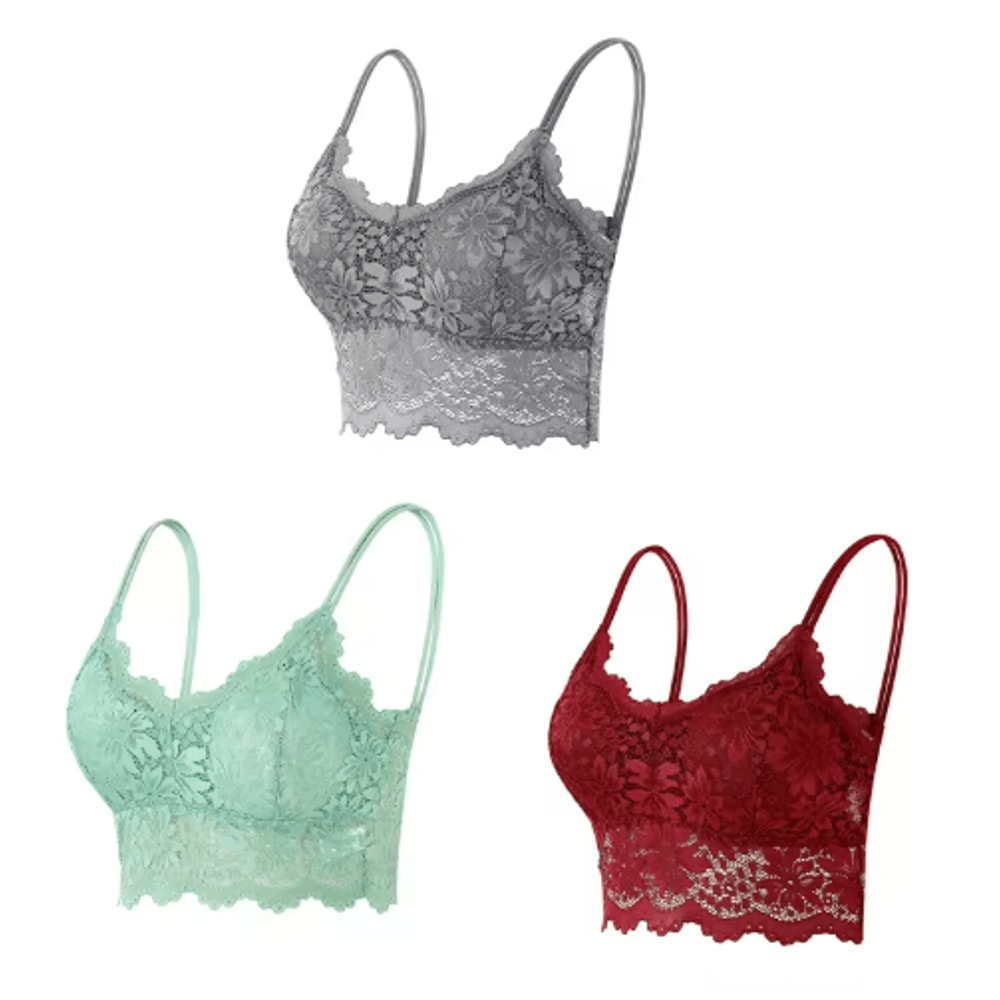 3Piece Seamless Wireless Lace Bralette Set 3