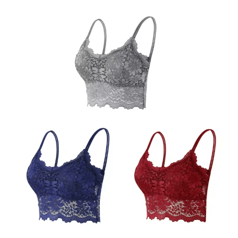 3Piece Seamless Wireless Lace Bralette Set 4