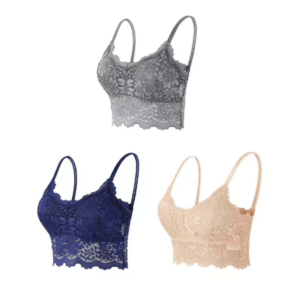 3Piece Seamless Wireless Lace Bralette Set 5