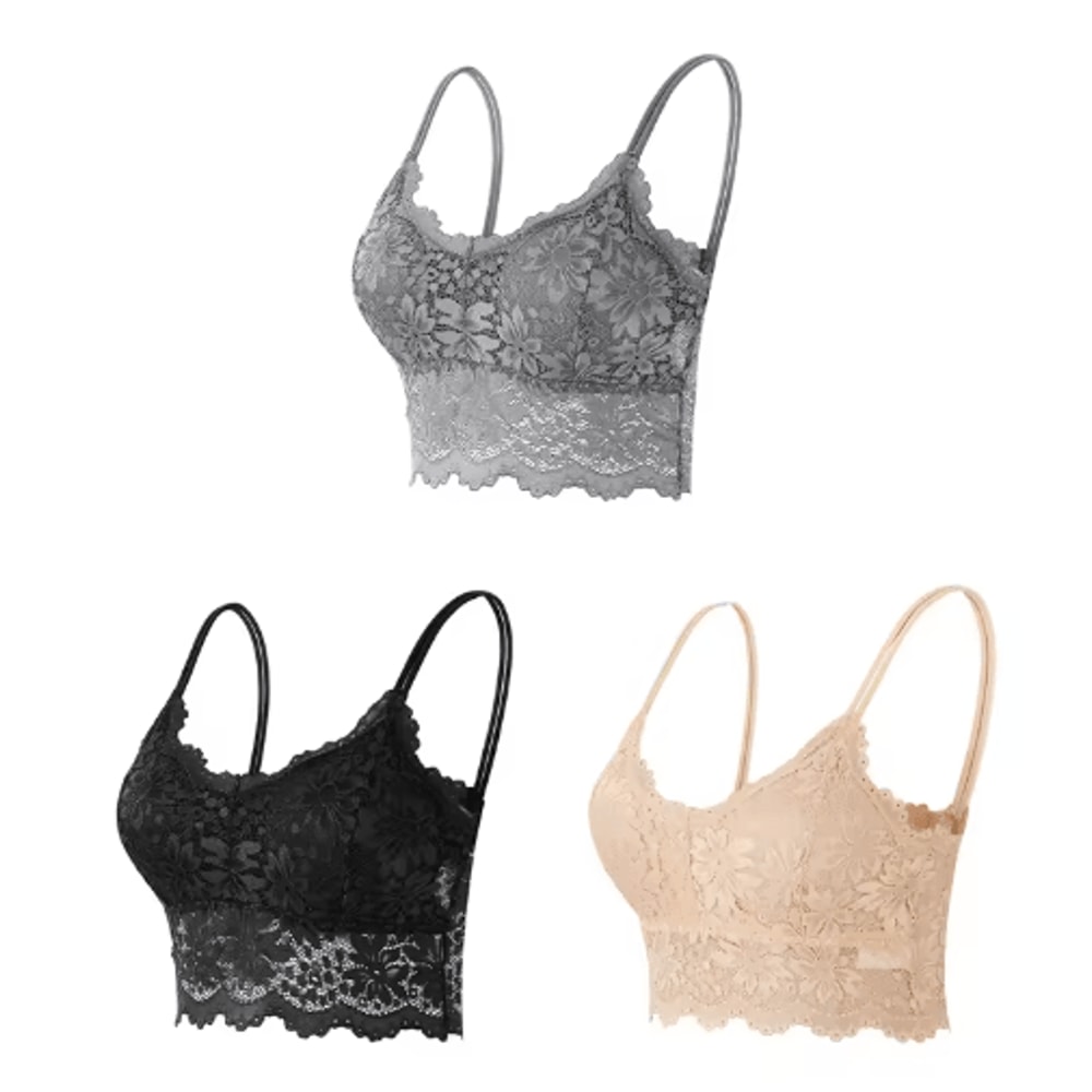 3Piece Seamless Wireless Lace Bralette Set 6
