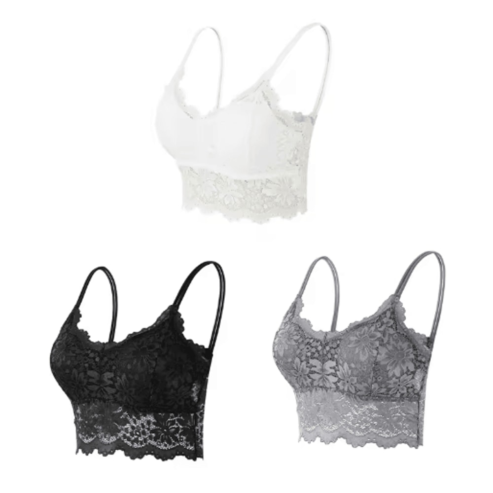3Piece Seamless Wireless Lace Bralette Set 7
