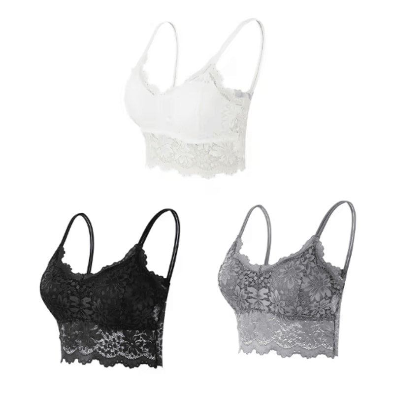 3Piece Seamless Wireless Lace Bralette Set 7