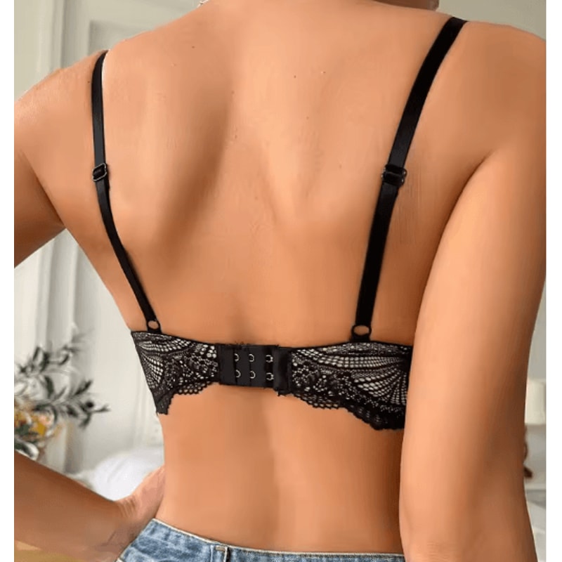 Elegant VNeck Lace Underwire Push Up Bra For B Cup 3