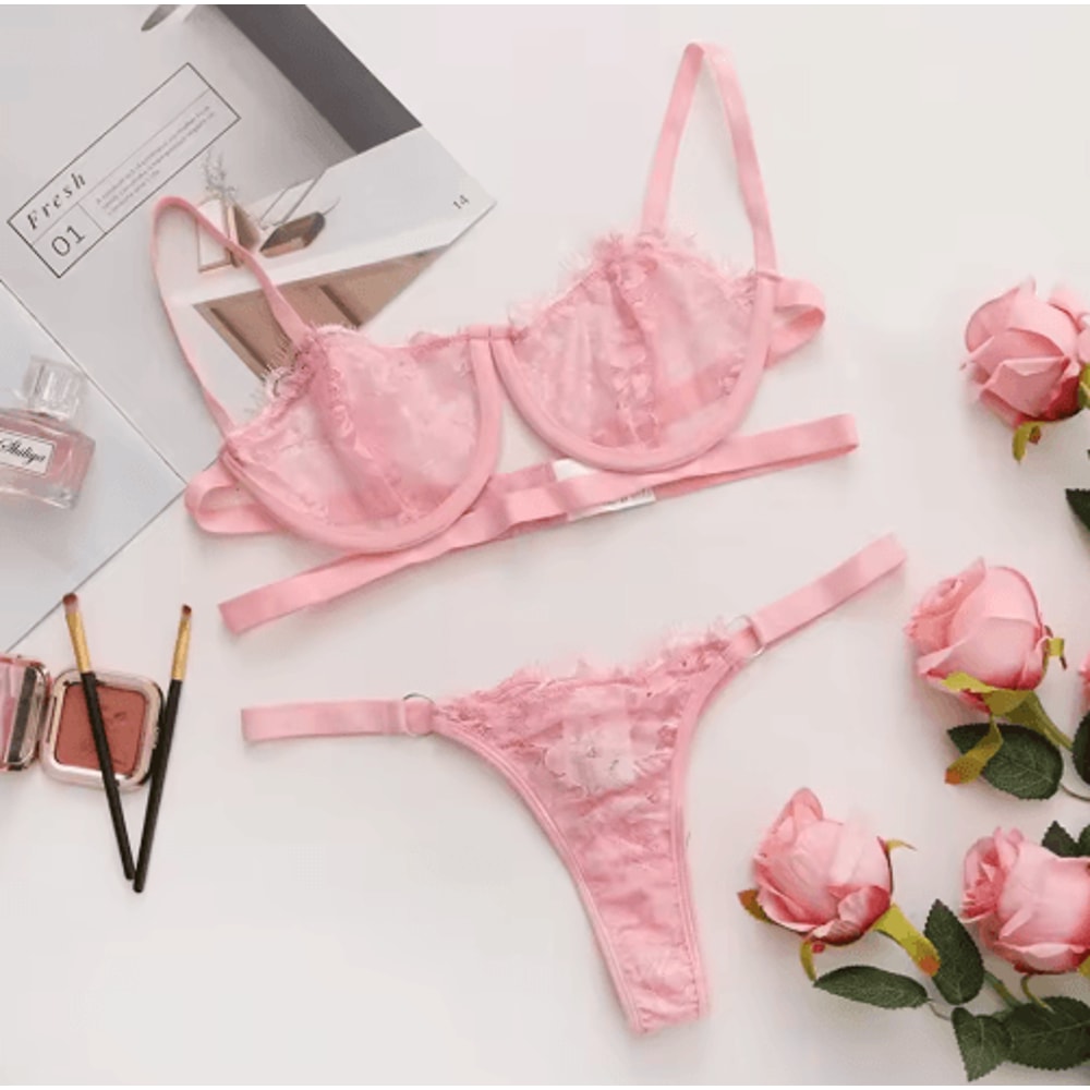 Fairy Embroidery Push Up Lace Bra And Brief Set 2