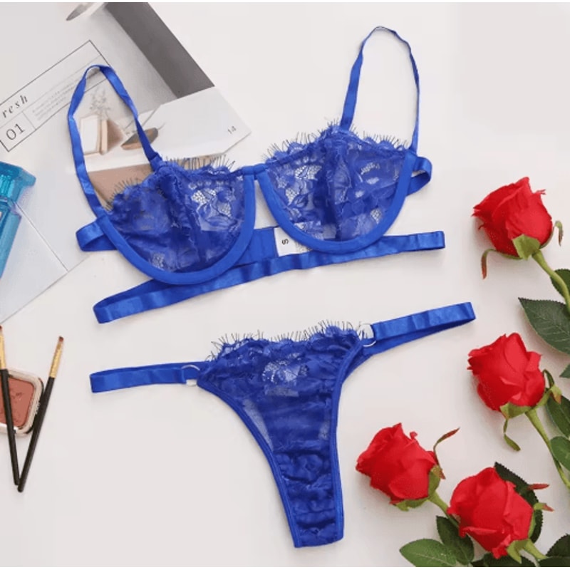 Fairy Embroidery Push Up Lace Bra And Brief Set 3