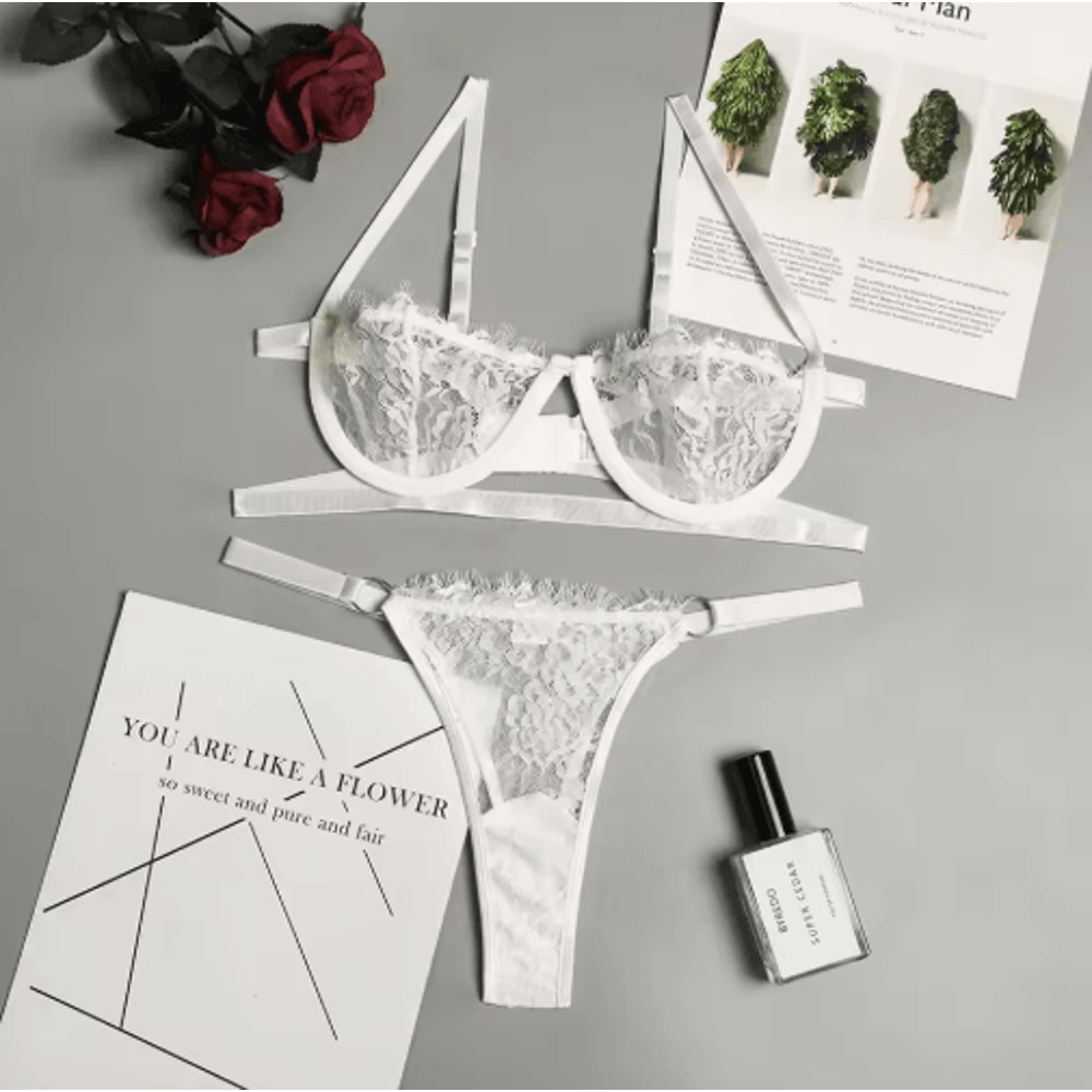 Fairy Embroidery Push Up Lace Bra And Brief Set 4