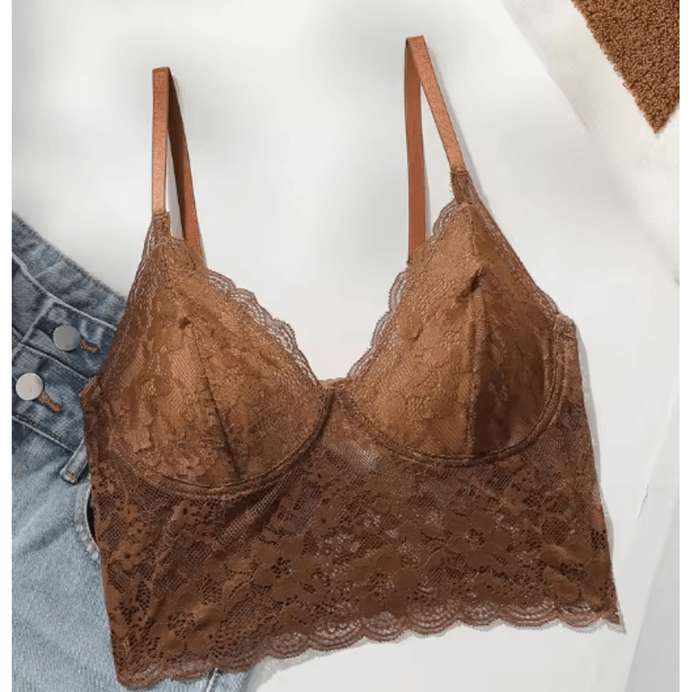 Embroidered Lace Wireless Push Up Bra With Adjustable Straps MR2641 0