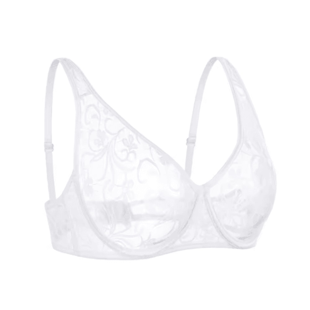 Plus Size Underwired Embroidered Lace Bra With Elegant Hollow Detail 1