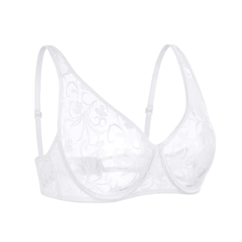 Plus Size Underwired Embroidered Lace Bra With Elegant Hollow Detail 1
