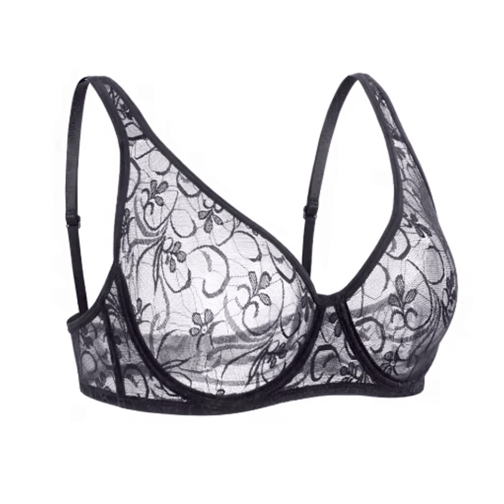 Plus Size Underwired Embroidered Lace Bra With Elegant Hollow Detail 4