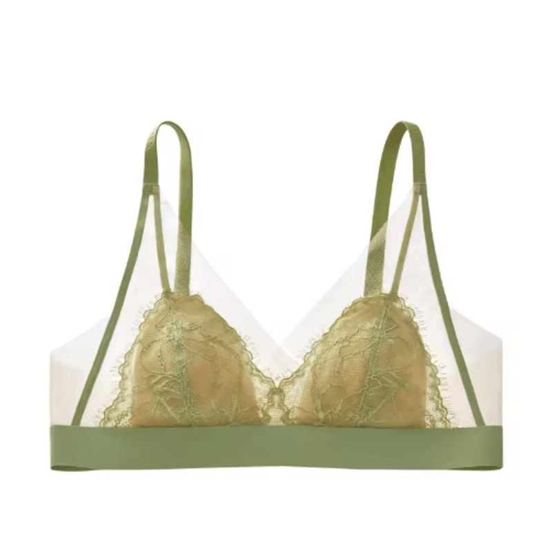 SUJIIN Seamless Wireless Triangle Lace Bra With Beautiful Back Design 3