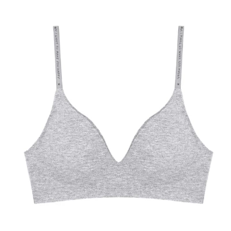 FINETOO Deep V Wireless Padded Bralette With Trendy Stripe Knit 3