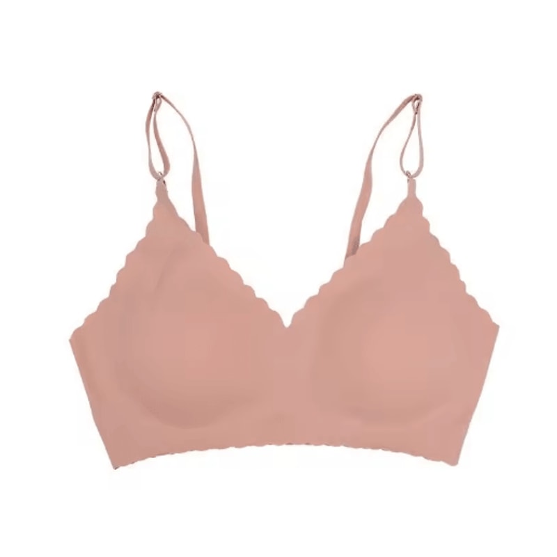 Ice Silk Seamless Wirefree Padded Bra With Wavy Edge Design 1