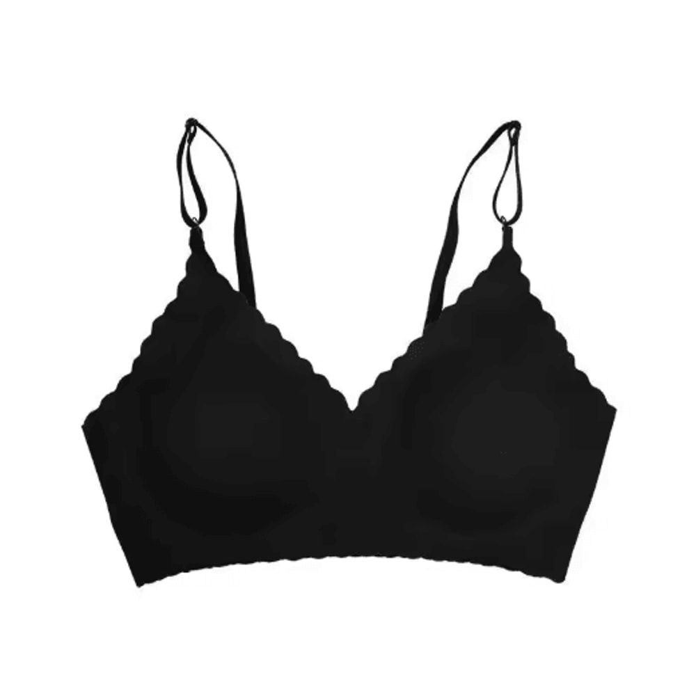 Ice Silk Seamless Wirefree Padded Bra With Wavy Edge Design 2