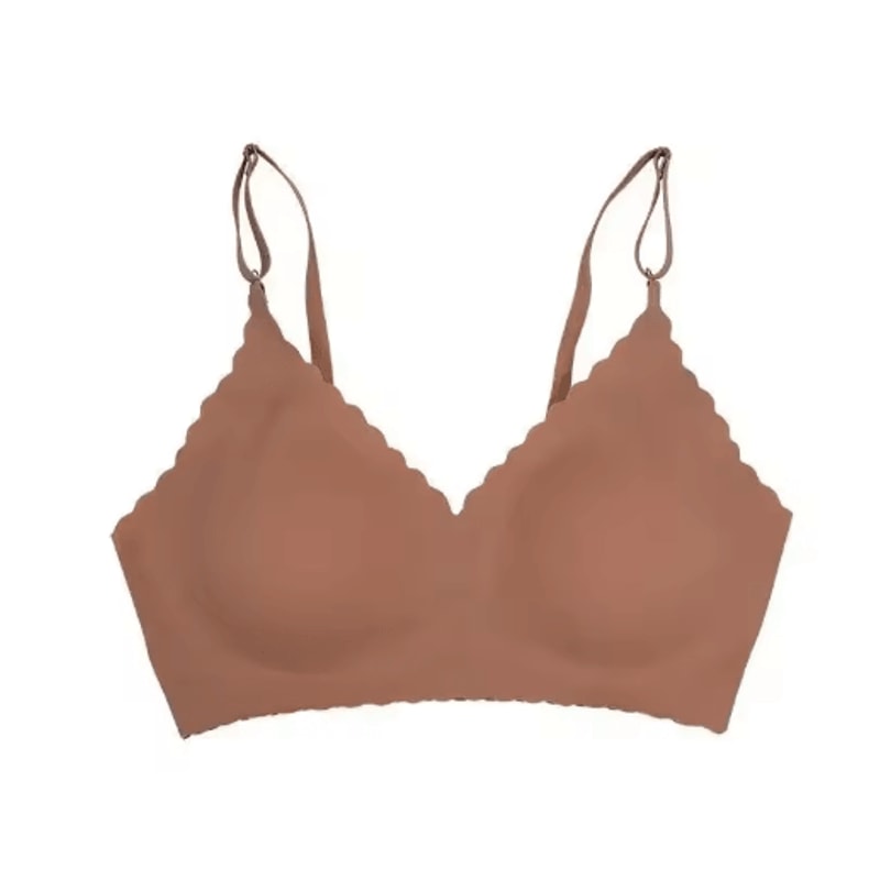 Ice Silk Seamless Wirefree Padded Bra With Wavy Edge Design 5