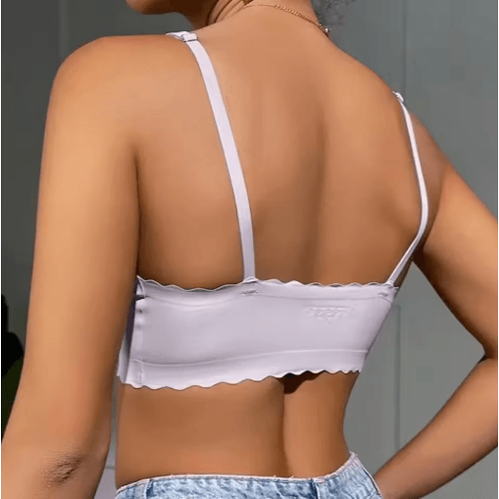 Ice Silk Seamless Wirefree Padded Bra With Wavy Edge Design 8
