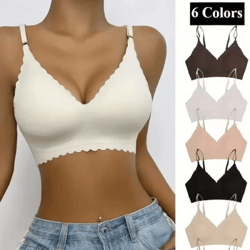 ice silk seamless wirefree padded bra with wavy edge design