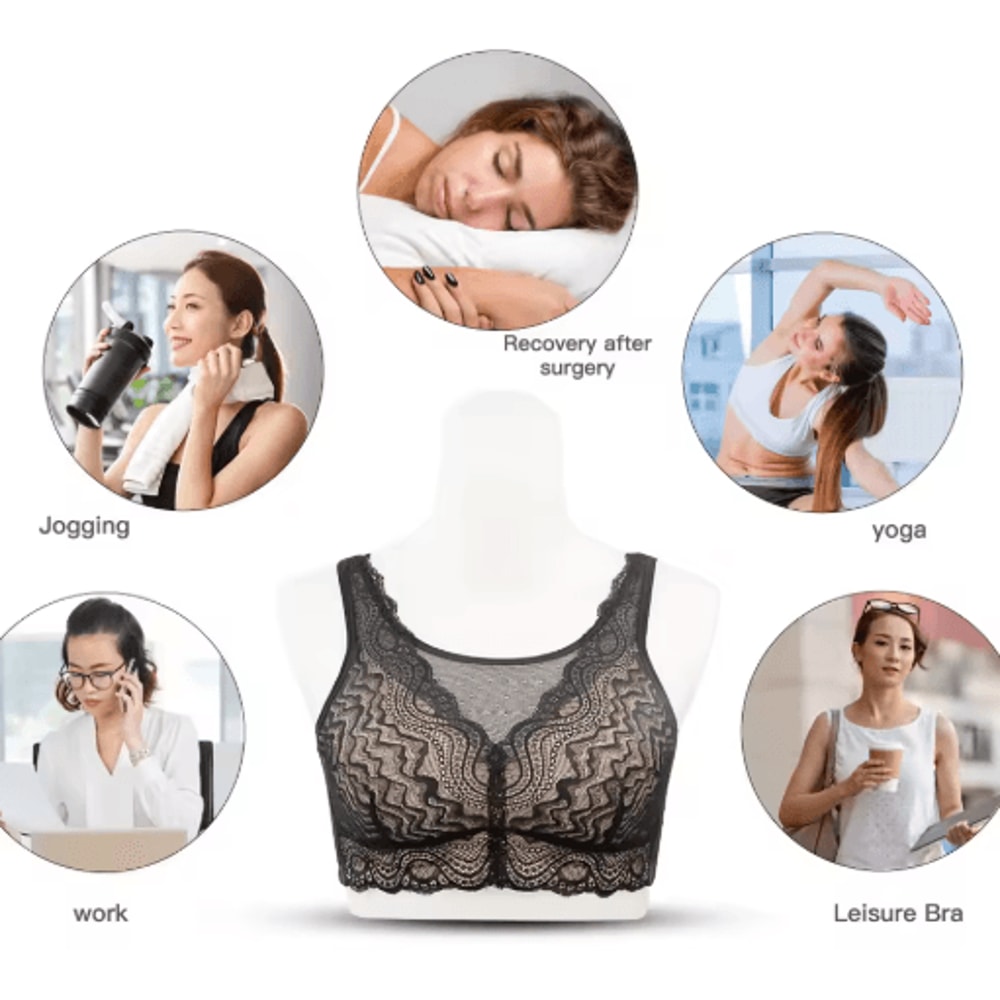 Post Mastectomy Lace Back Wireless Bra With Silicone Padding 2076 0