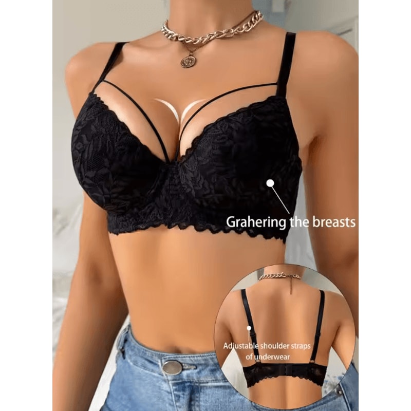 AllureLift 3 To 4 Cup Lace Push Up Underwire Bra For Women 4