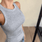 Solid Fitted Round Neck Knit Tank Top For Effortless Summer Style 5