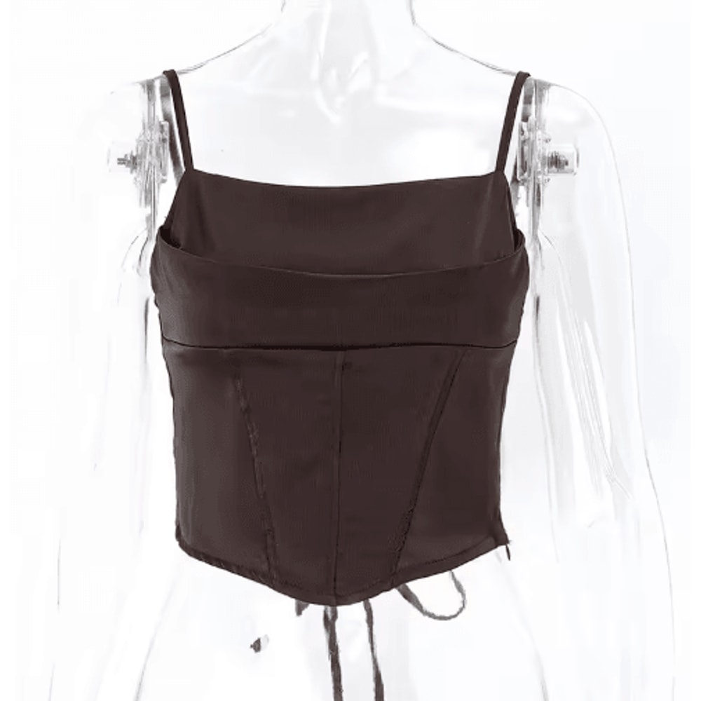 Backless Lace Up Spaghetti Strap Crop Top For Party And Street Style 1